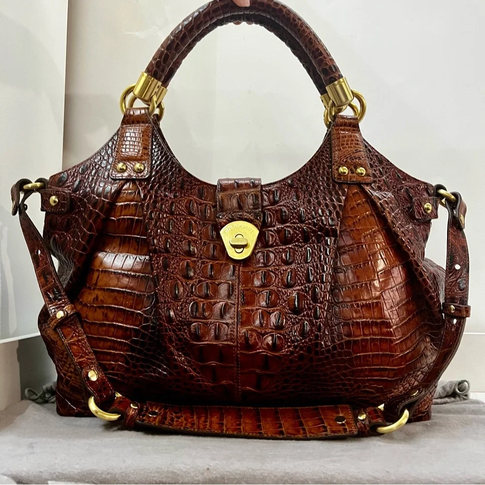 BRAHMIN Melbourne Dagny Elisa Pecan Satchel Tote Shoulder Bag